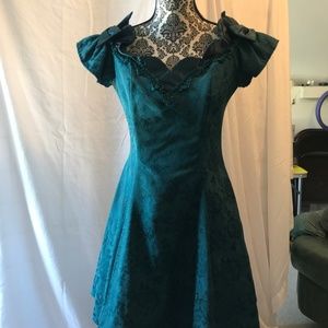 Forest green brocade dress